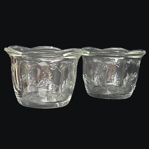 Set Of 2 Savannah By Anchor Hocking Clear Glass Scalloped Sugar Or Candy Dish